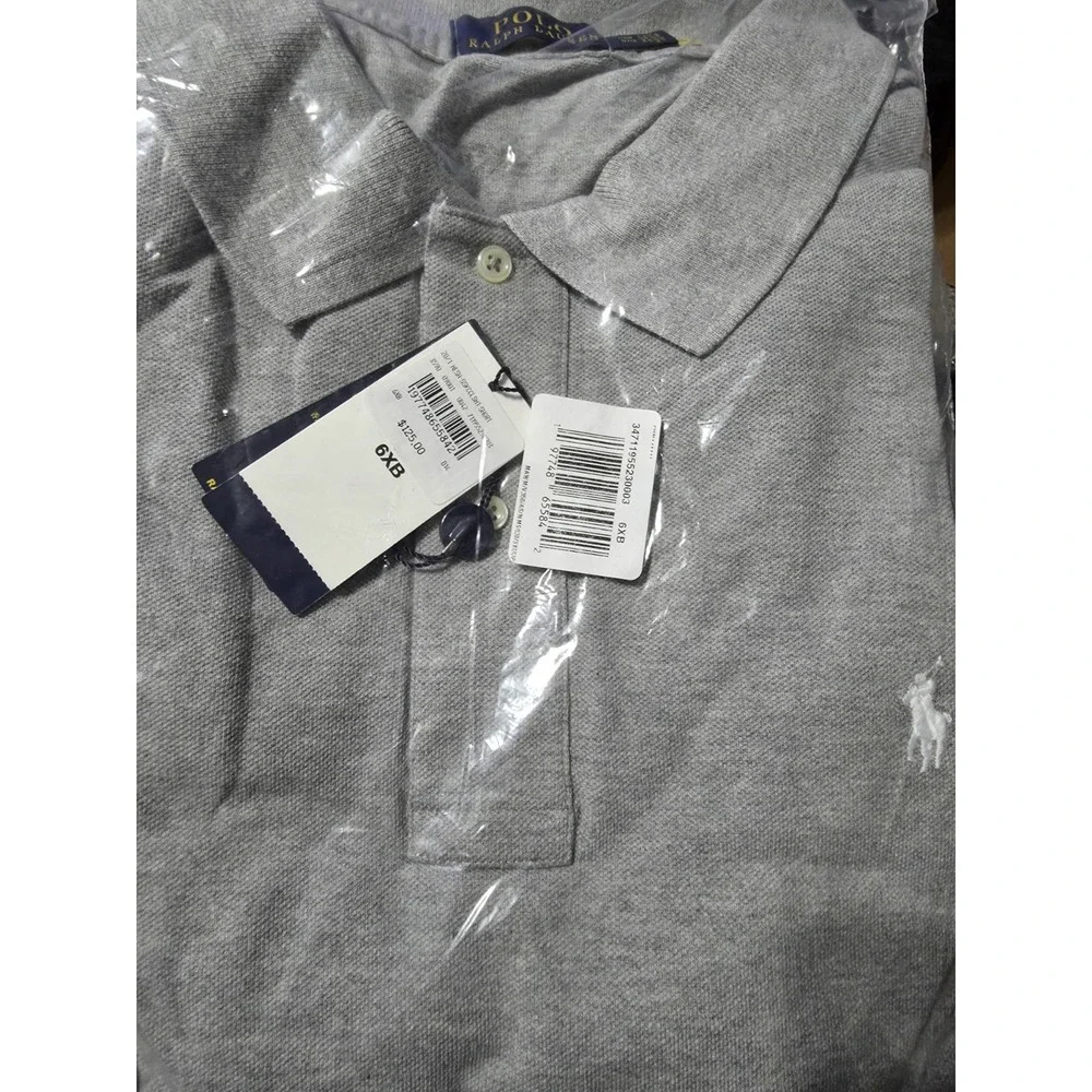 Polo Ralph Lauren Cotton Polo Shirt Men's Big & Tall 6XB Gray w/ White Pony NWT